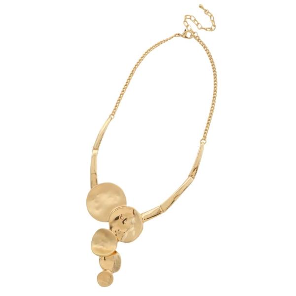 METAL DISC STATEMENT NECKLACE EARRING SET