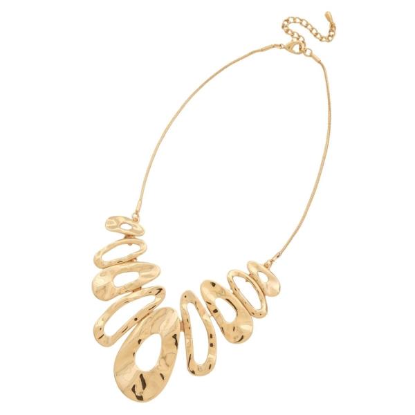 METAL ABSTRACT DISC STATEMENT NECKLACE EARRING SET