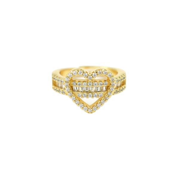 RHINESTONE HEART PAVE RING