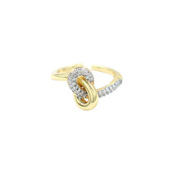 RHINESTONE LINK KNOT OPEN RING