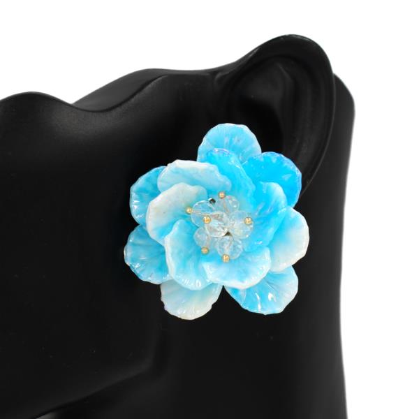 FLOWER PETAL BEADED STATMENT EARRING