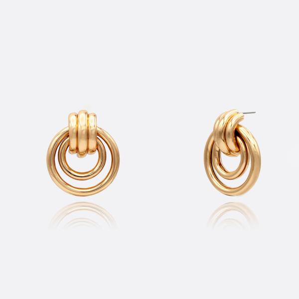 TWO LINKED CILCLE STUD EARRING