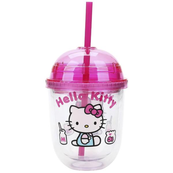 HELLO KITTY DOUBLE EGG WALL BOTTLE W STRAW