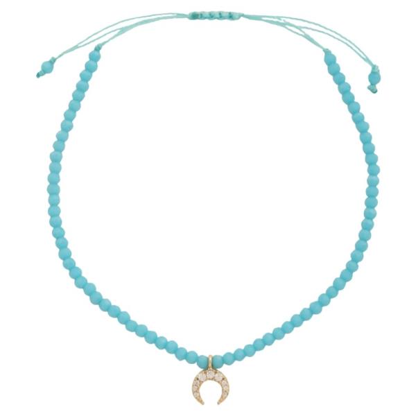 CRESENT TINY GLASS BEADS FULL TIE BRACELET