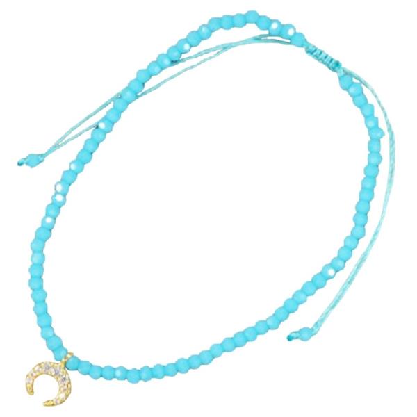 CRESENT TINY GLASS BEADS FULL TIE BRACELET