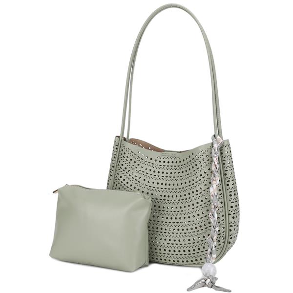 2IN1 STYLISH VENTED DESIGN SHOULDER TOTE BAG W POUCH SET