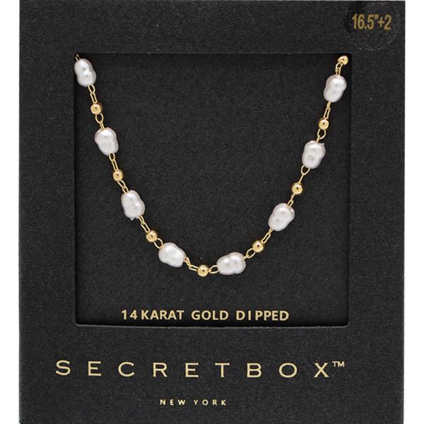 SECRET BOX GOLD DIPPED PEPARL CHAIN NECKLACE