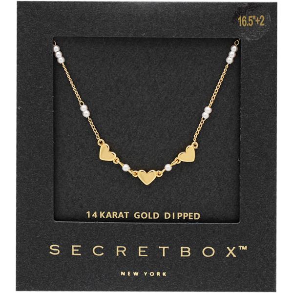 SECRET BOX GOLD DIPPED PEARL CHAIN HEART NECKLACE
