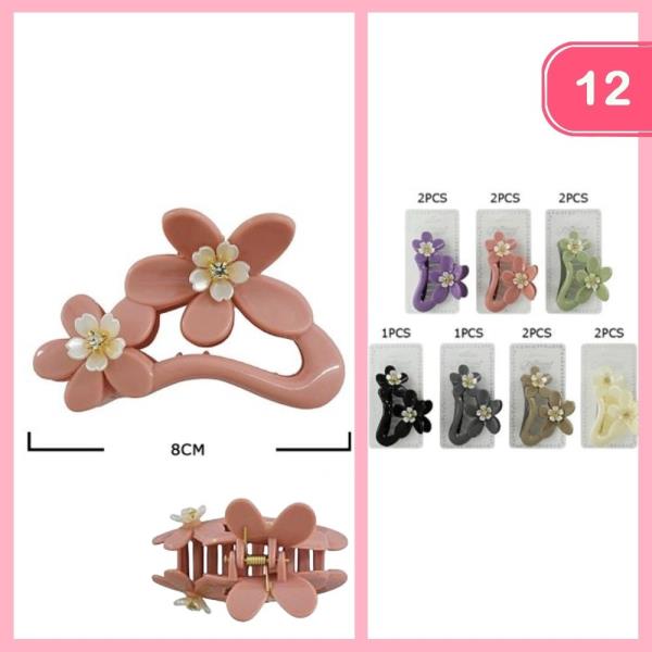 FLOWER HAIR CLAW CLIP (12 UNITS)