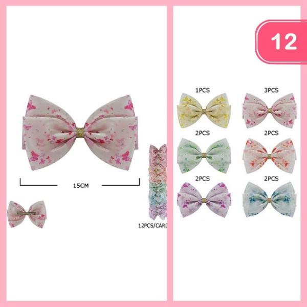 BUTTERFLY PRINT HAIR BOW (12 UNITS)
