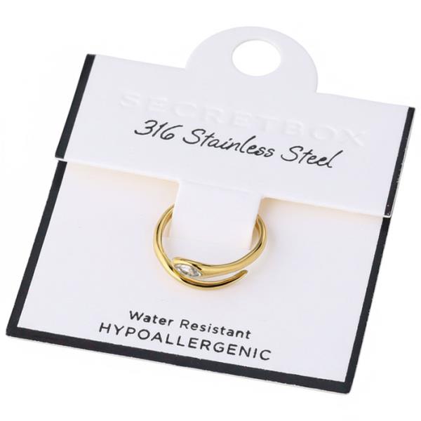 STAINLESS STEEL STONE SWIRL RING