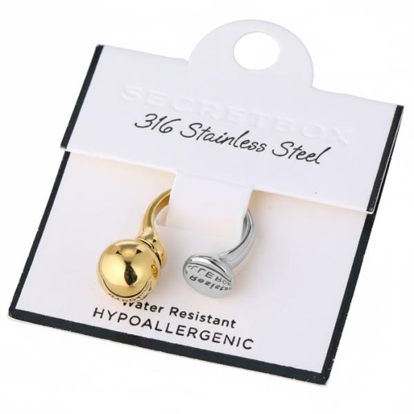 STAINLESS STEEL TWO TONE BALL OPEN RING
