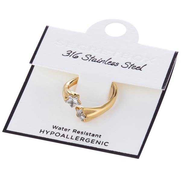 STAINLESS STEEL STAR CUBIC OPEN RING
