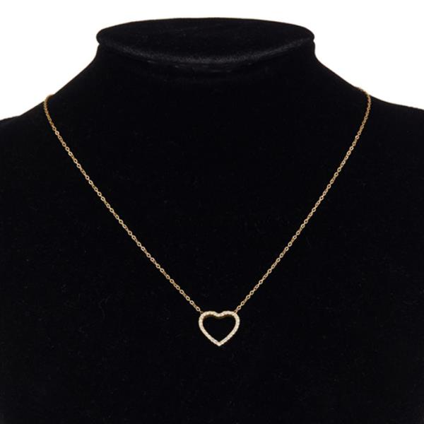 STAINLESS STEEL HEART PAVED NECKLACE