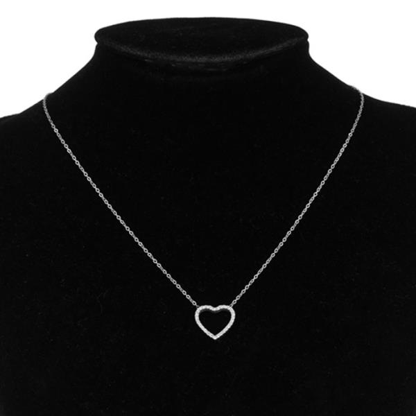 STAINLESS STEEL HEART PAVED NECKLACE