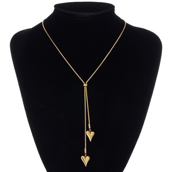 STAINLESS STEEL HEART END BOLERO NECKALCE