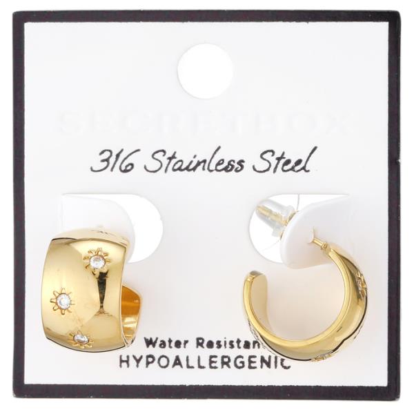 STAINLESS STEEL STAR STUD WIDE HOOP