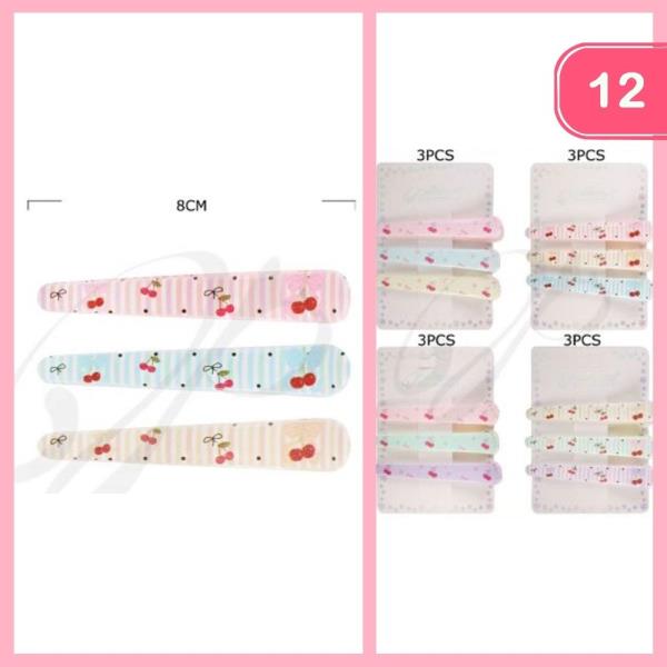 CHERRY PRINT HAIR CLIP (12 UNITS)
