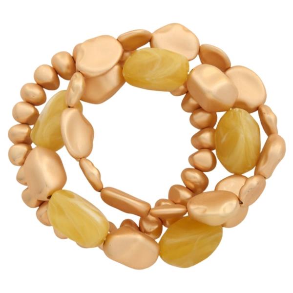 MULTI BEAD ORGANIC SHAPE STETCH  BRACELET SET