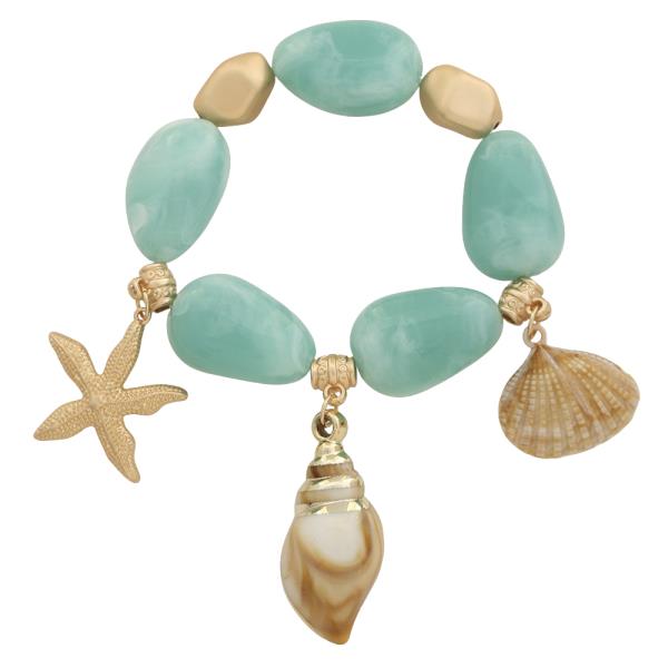 MULTI BEAD MULTI SHELL CHARM BRACELET