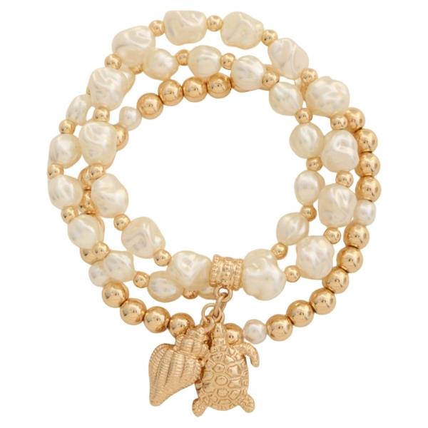 PEARL SEA LIFE SHELL MULTI CHARM BRACELET SET