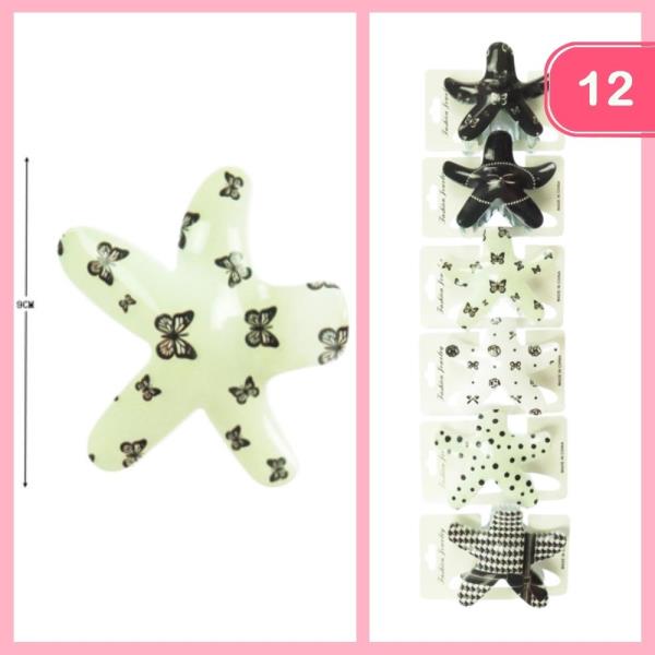 STAR SHAPE PRINTED HAIR CLAW CLIP (12 UNITS)