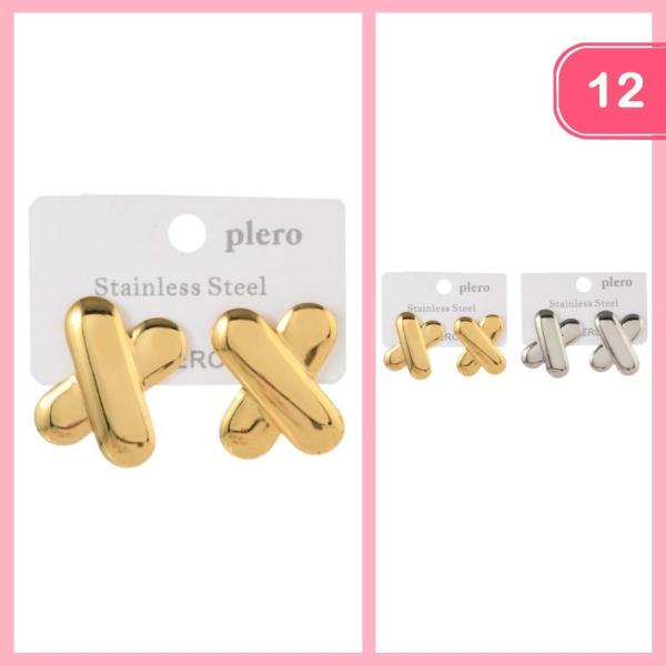 METAL BUBBLE X EARRINGS (12 UNITS)