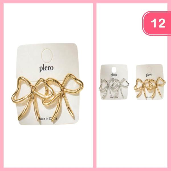 METAL BOW POST EARRINGS (12 UNITS)