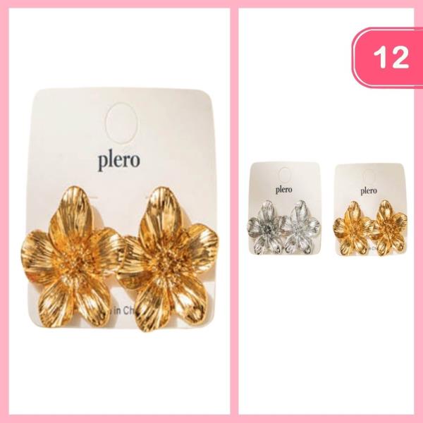 METAL FLOWER EARRINGS (12 UNITS)