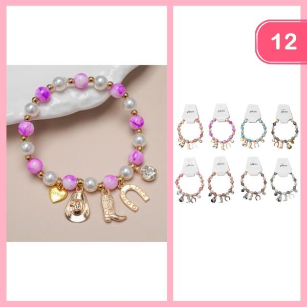 BEADED WESTERN CHARM BRACELET (12 UNITS)