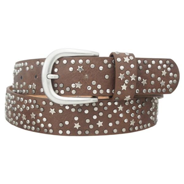 STARS & STUD EMBELLISHED WASHED STRAP BELT