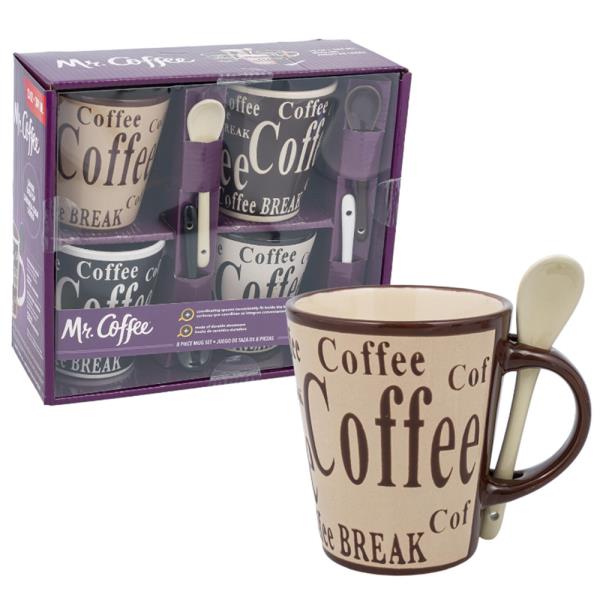 MR COFFEE STONEWARE MUG AND SPOON SET