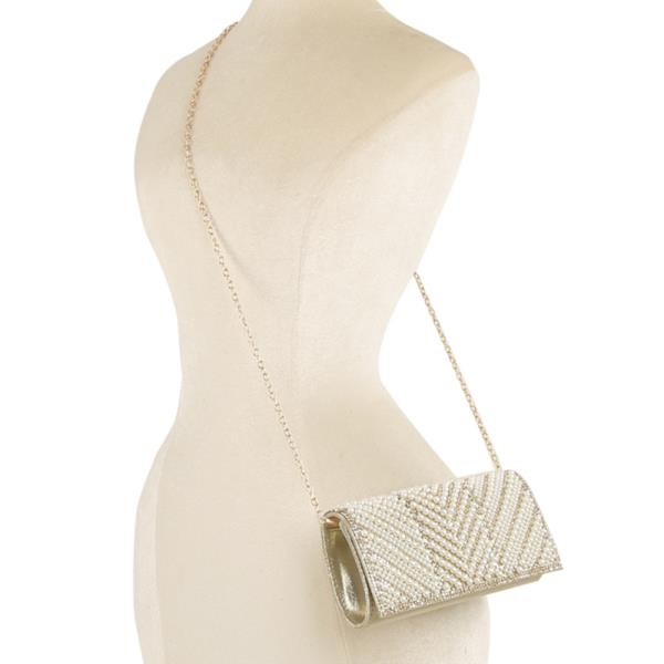 RHINESTONE BEADED EVENING CLUTCH BAG