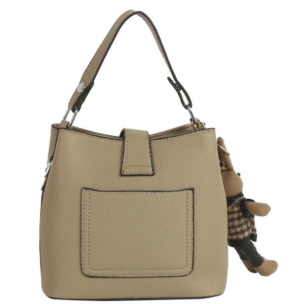 PLAIN BUCKET SATCHEL W BAG CHARM