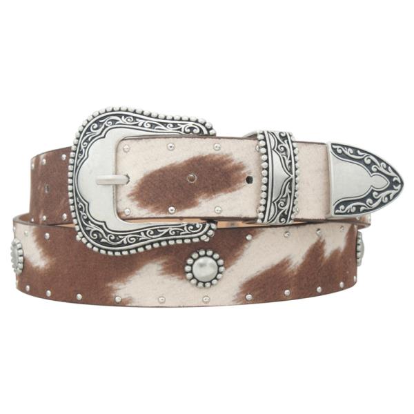STUD & CONCHO STRAP MICROSUEDE COW WESTERN BUCKLE BELT