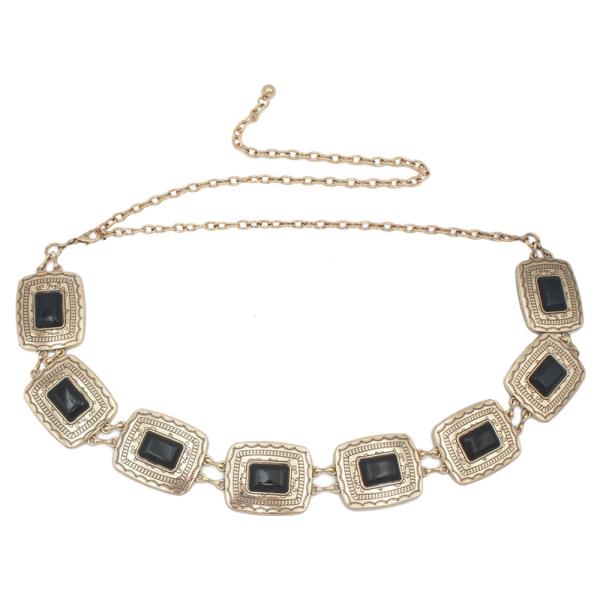 PLUS TRIBAL PATTERN CAB ACCENT RECTANGLE CONCHO CHAIN BELT