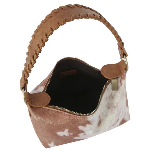 TEXTURED CURVE ANIMAL PRINT SHOULDER BAG
