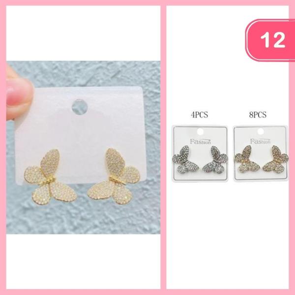 RHINESTONE BUTTERFLY EARRINGS (12 UNITS)