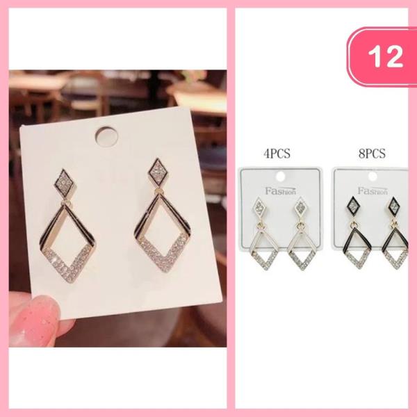 RHINESTONE DANGLE EARRINGS (12 UNITS)