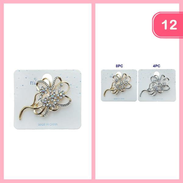 RHINESTONE FLOWER BROOCH (12 UNITS)