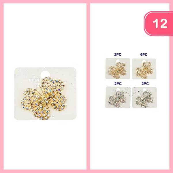 RHINESTONE FLOWER BROOCH (12 UNITS)