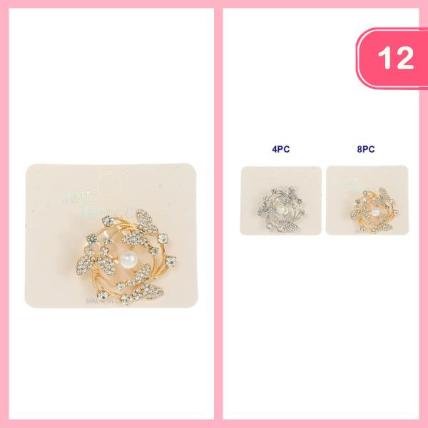 RHINESTONE FLOWER BROOCH (12 UNITS)