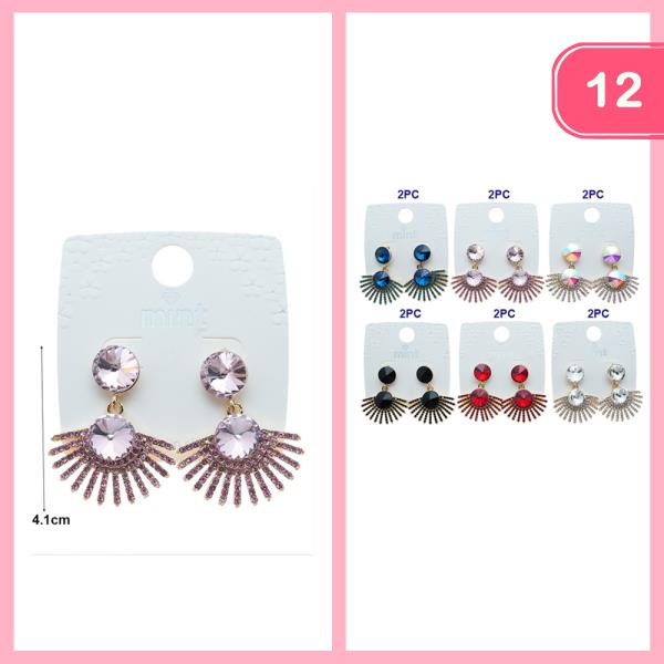 RHINESTONE DANGLE EARRINGS (12 UNITS)