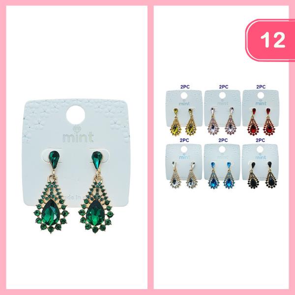 RHINESTONE DANGLE EARRINGS (12 UNITS)