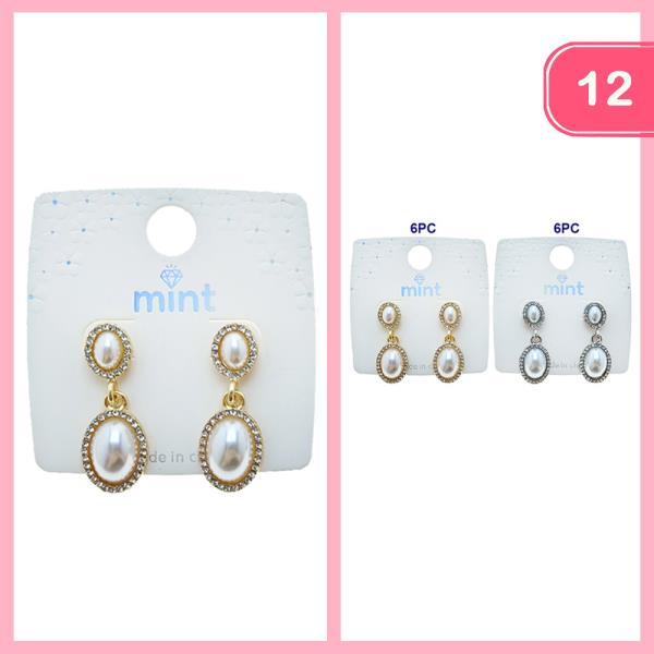 RHINESTONE PEARL DANGLE EARRINGS (12 UNITS)