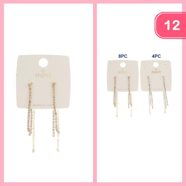 RHINESTONE TASSEL DANGLE EARRINGS (12 UNITS)