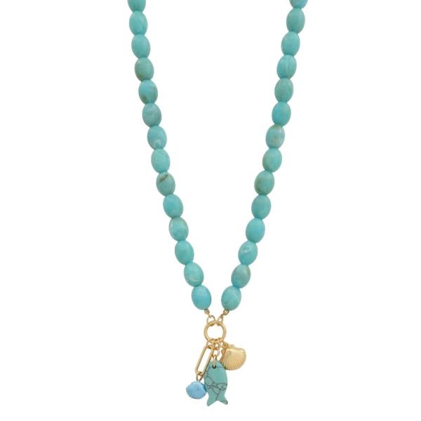 MULTI BEAD STARFISH CHARM NECKLACE