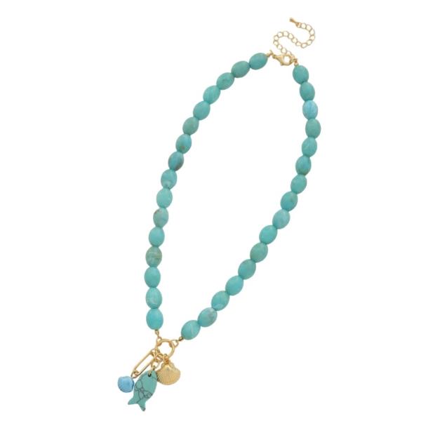 MULTI BEAD STARFISH CHARM NECKLACE