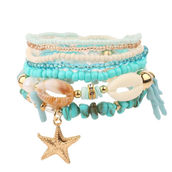 SEED BEAD SEA LIFE MULTI STACKABLE ELASTIC BRACELET