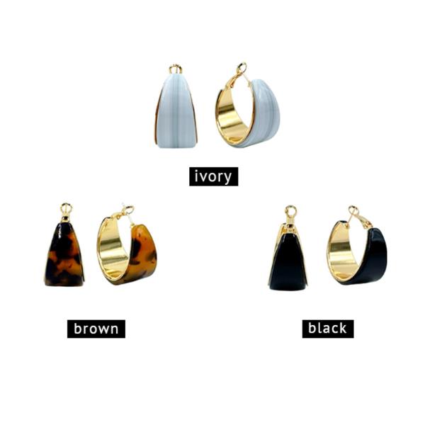 14K GOLD DIPPED MARBLE RESIN HOOP EARRINGS